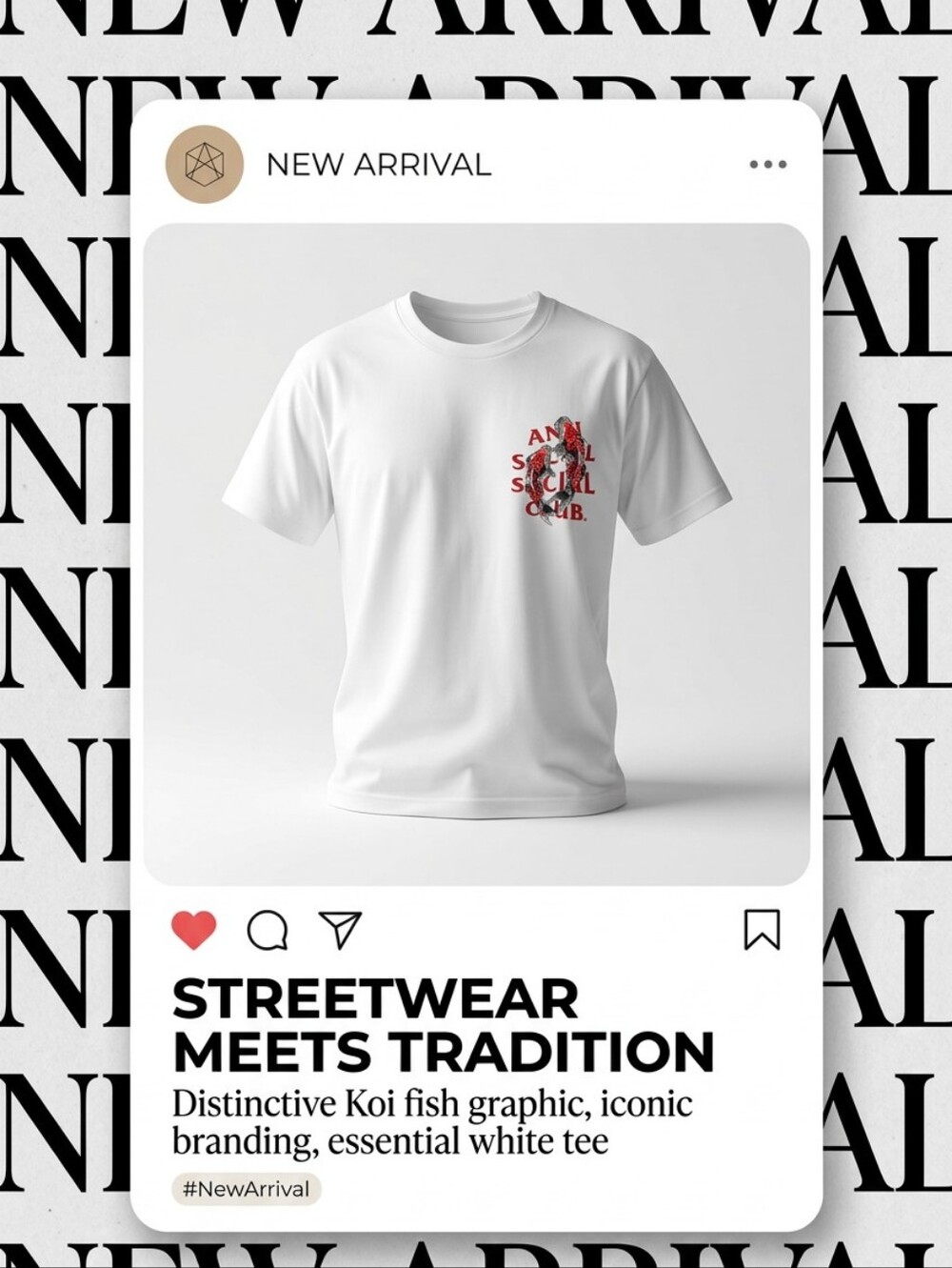 Anti Social Social Club White Tee with Red Koi Graphic